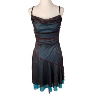 Vintage 90s Y2K City Triangles Sparkly Slip Dress Size Small Whimsigoth Fairy